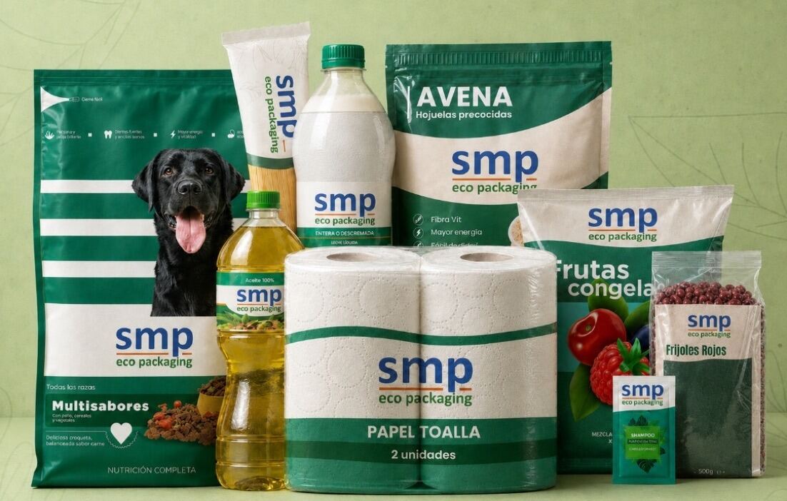 Bolsa compostable SMP sostenida por una persona